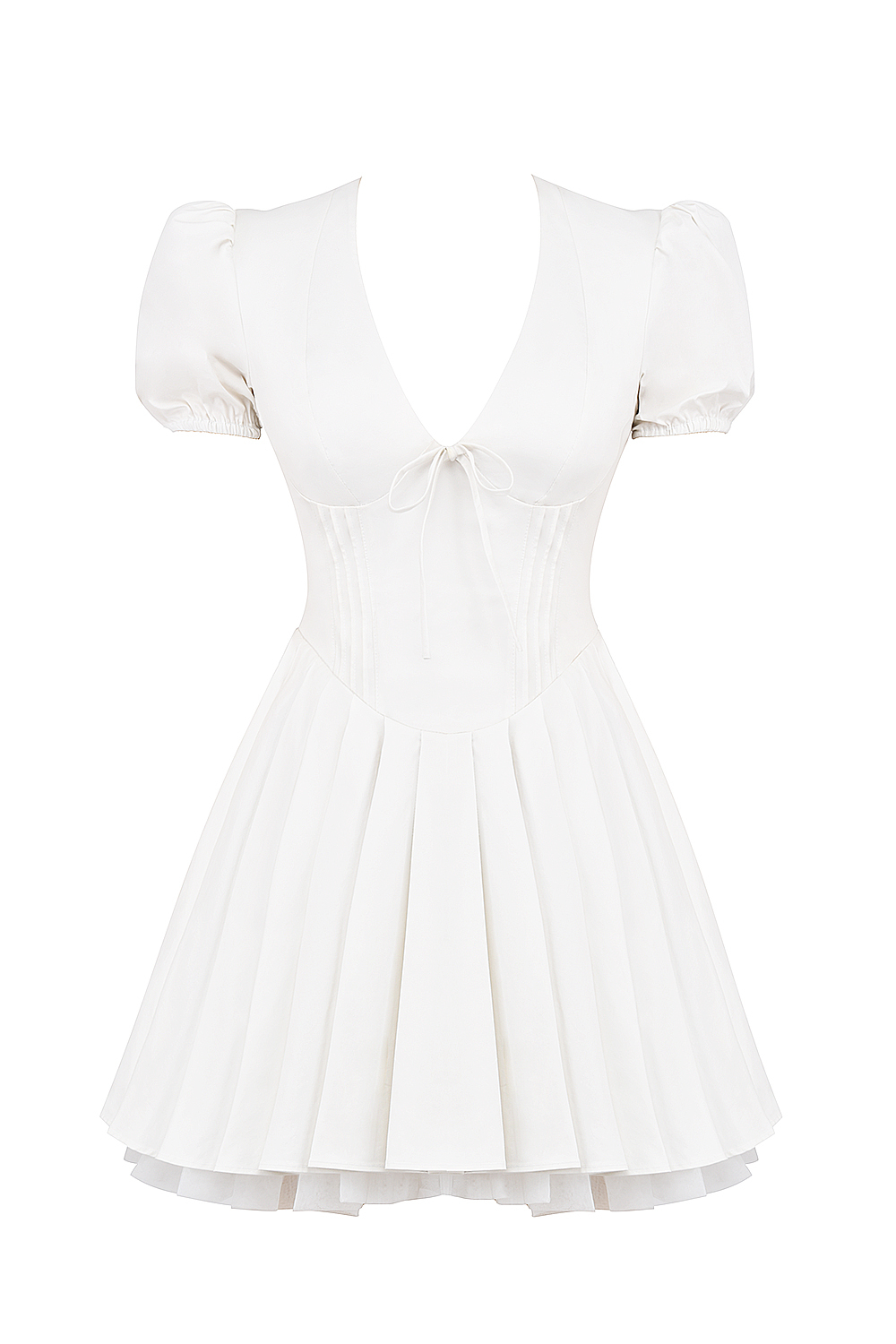 Imani White Pleated Cotton Mini Dress - luluinthesky