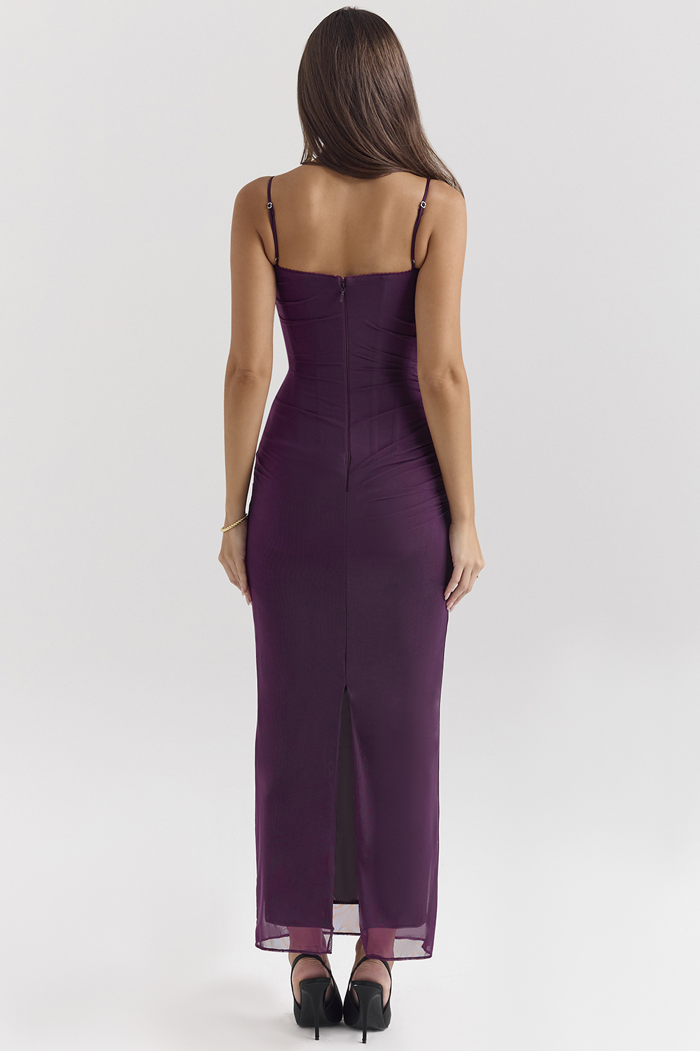 Nalini Grape Mesh Corset Maxi Dress - luluinthesky