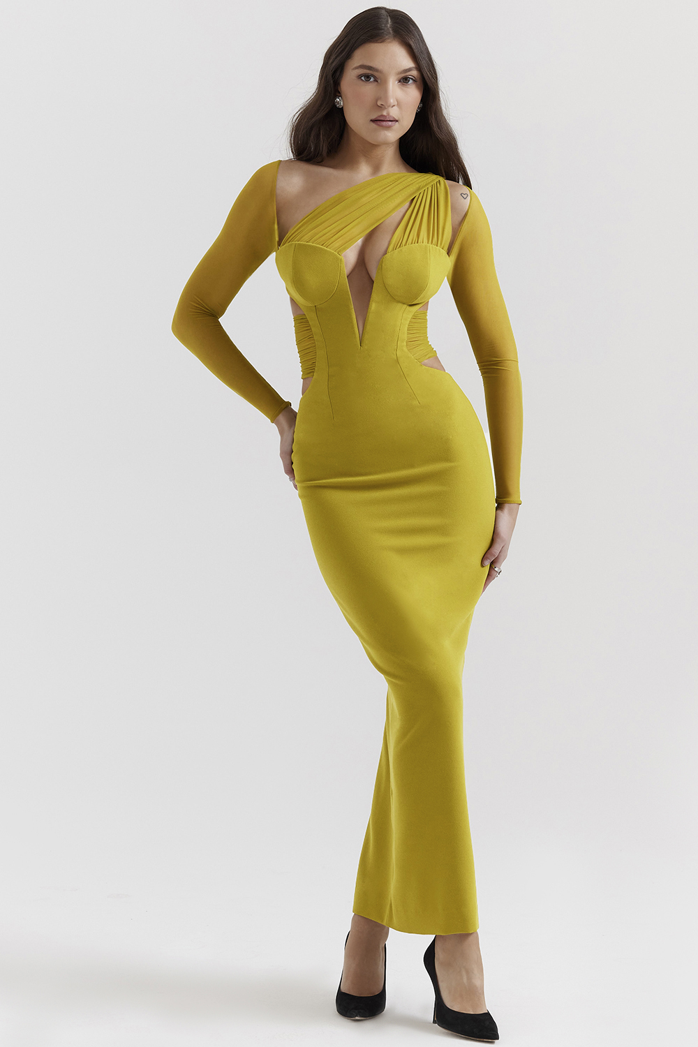Zahra Chartreuse Plunge Maxi Dress - luluinthesky