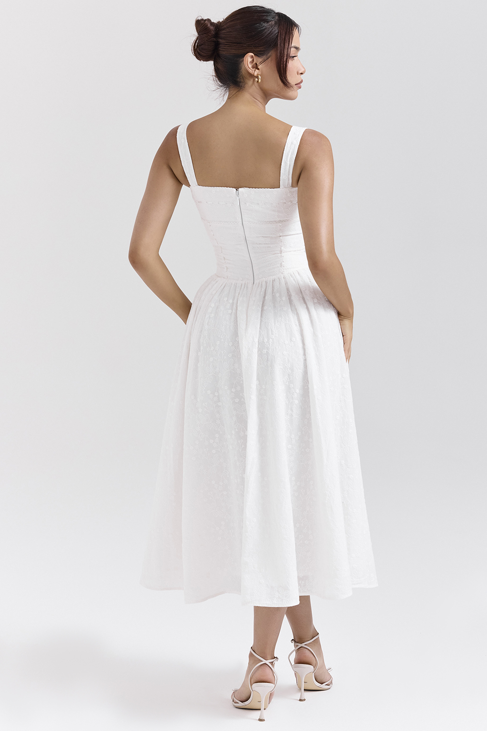 Vivien White Broderie Anglais Midi Sundress - luluinthesky