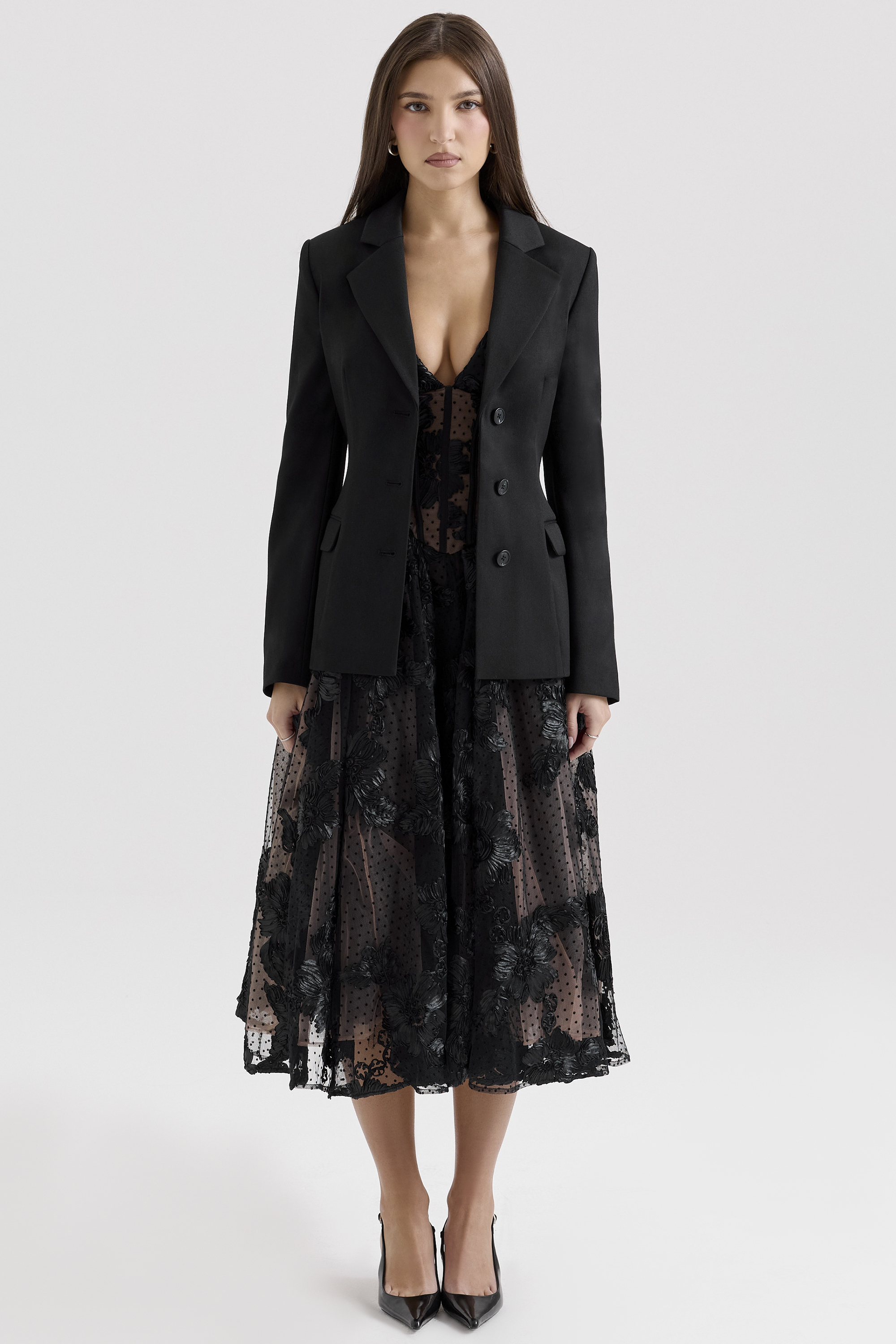 Aviva Black Tailored Hourglass Jacket - luluinthesky