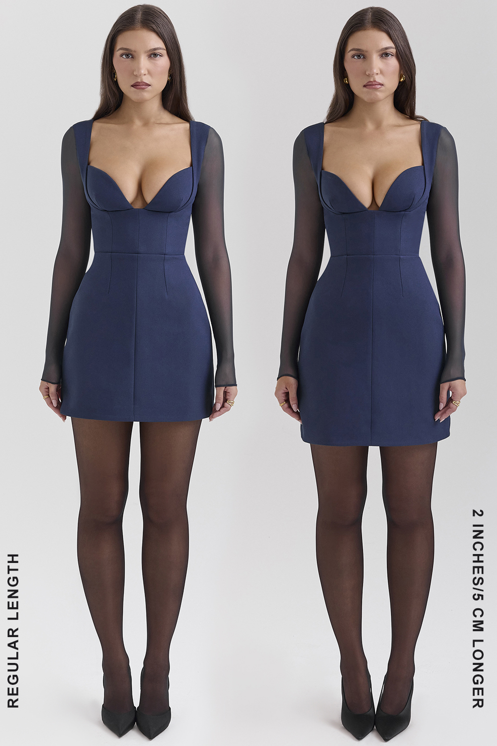 Angelie Midnight Stretch Crepe Plunge Mini Dress - SALE - luluinthesky