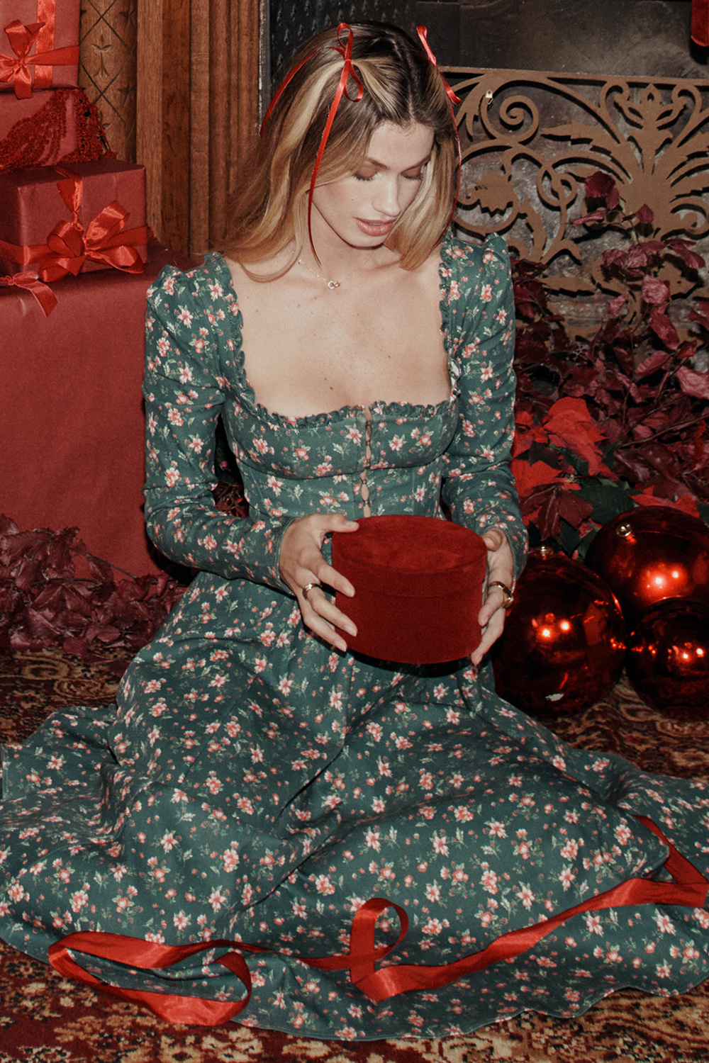 Delia Green Floral Print Midi Dress - luluinthesky