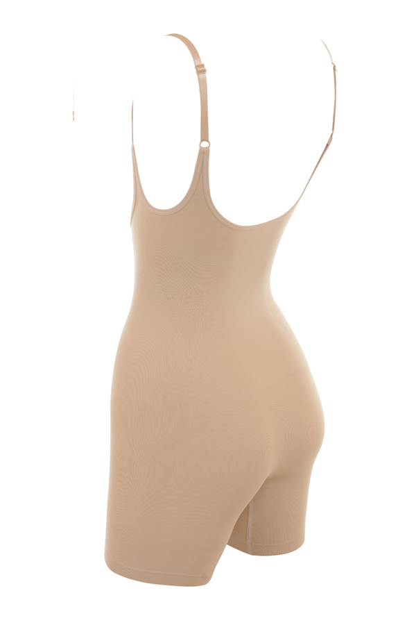 Mid Thigh Sculpting Bodysuit Almond - luluinthesky