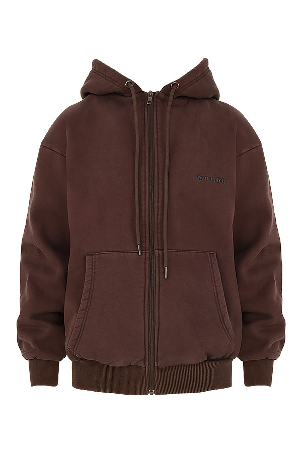 Storm Chocolate Cotton Fleece-Back Zip Through Hoodie - luluinthesky