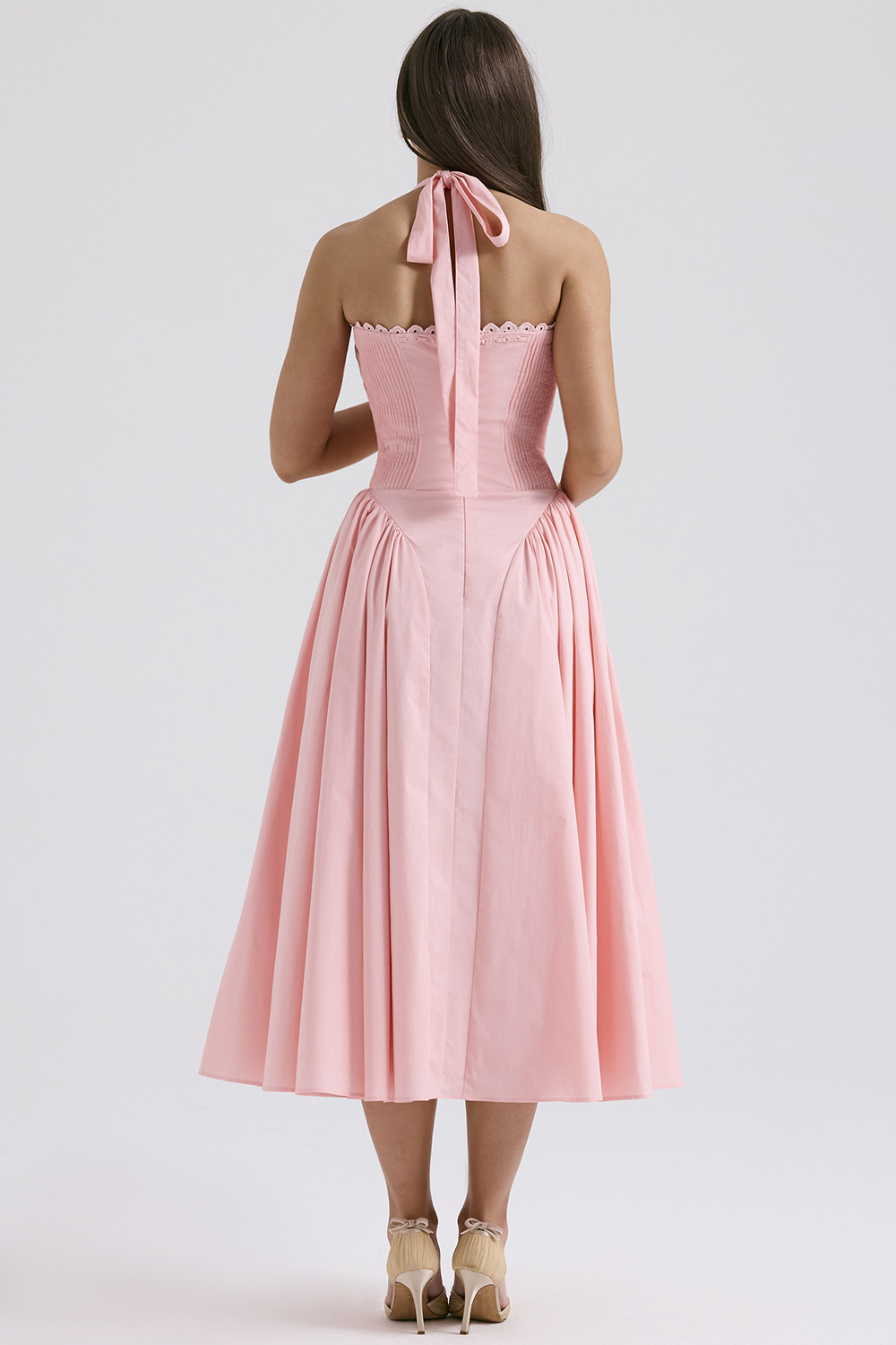 Adabella Rose Pink Cotton Halter Midi Sundress - luluinthesky