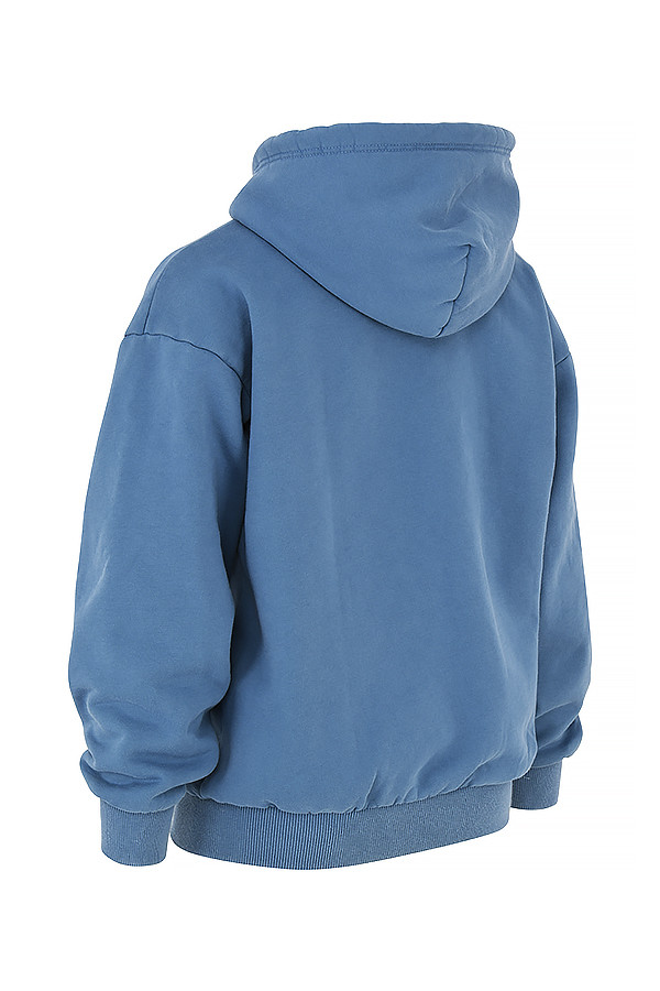 Storm Azure Cotton Fleece-Back Zip Through Hoodie - luluinthesky