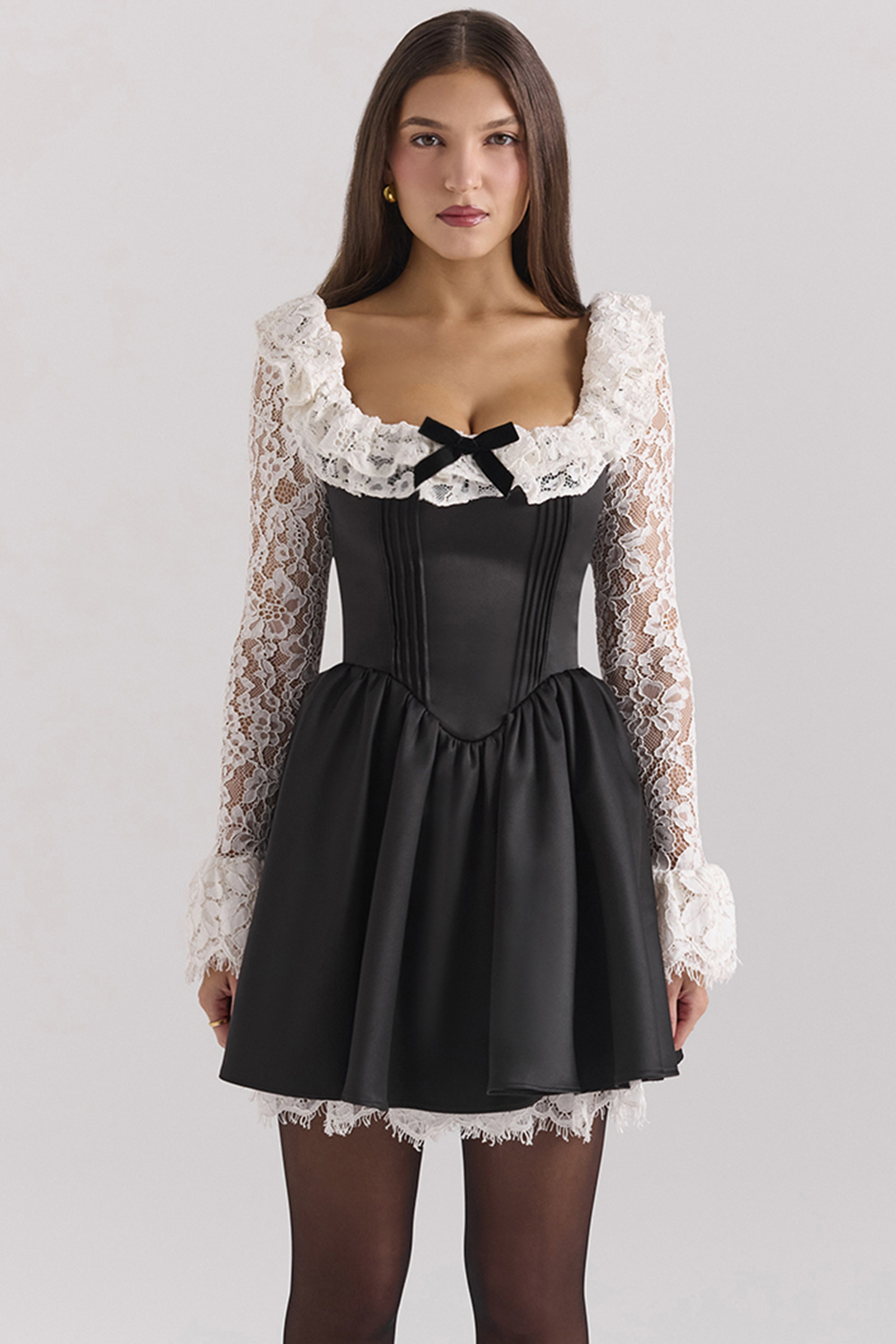 Cleora Black Lace Ruffle Mini Dress - SALE - luluinthesky