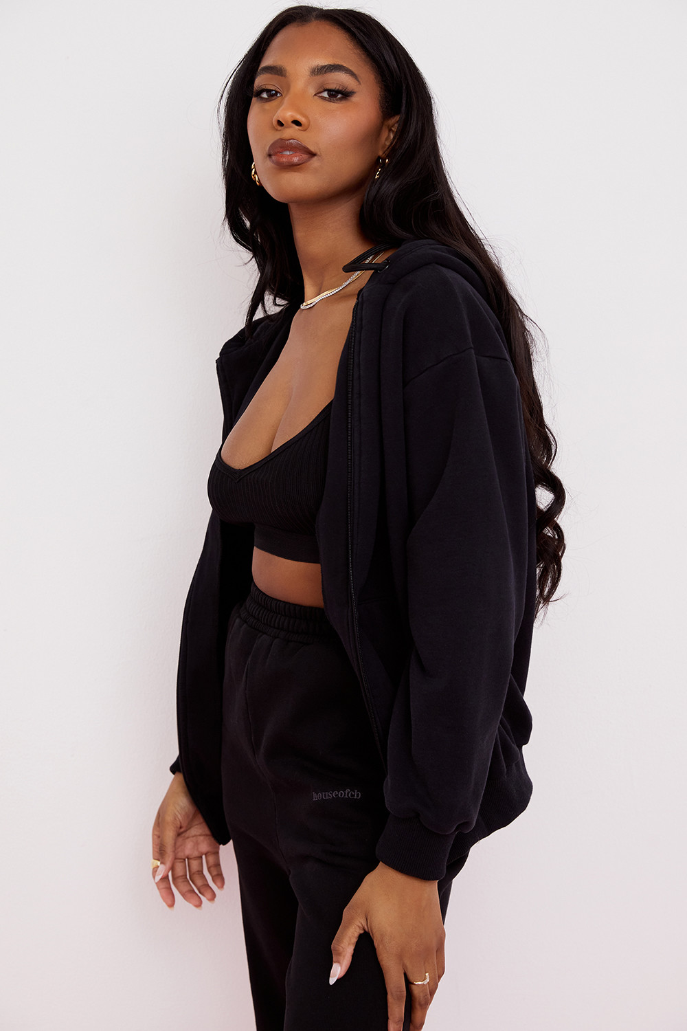 Storm Ink Cotton Fleece-Back Zip Through Hoodie - luluinthesky