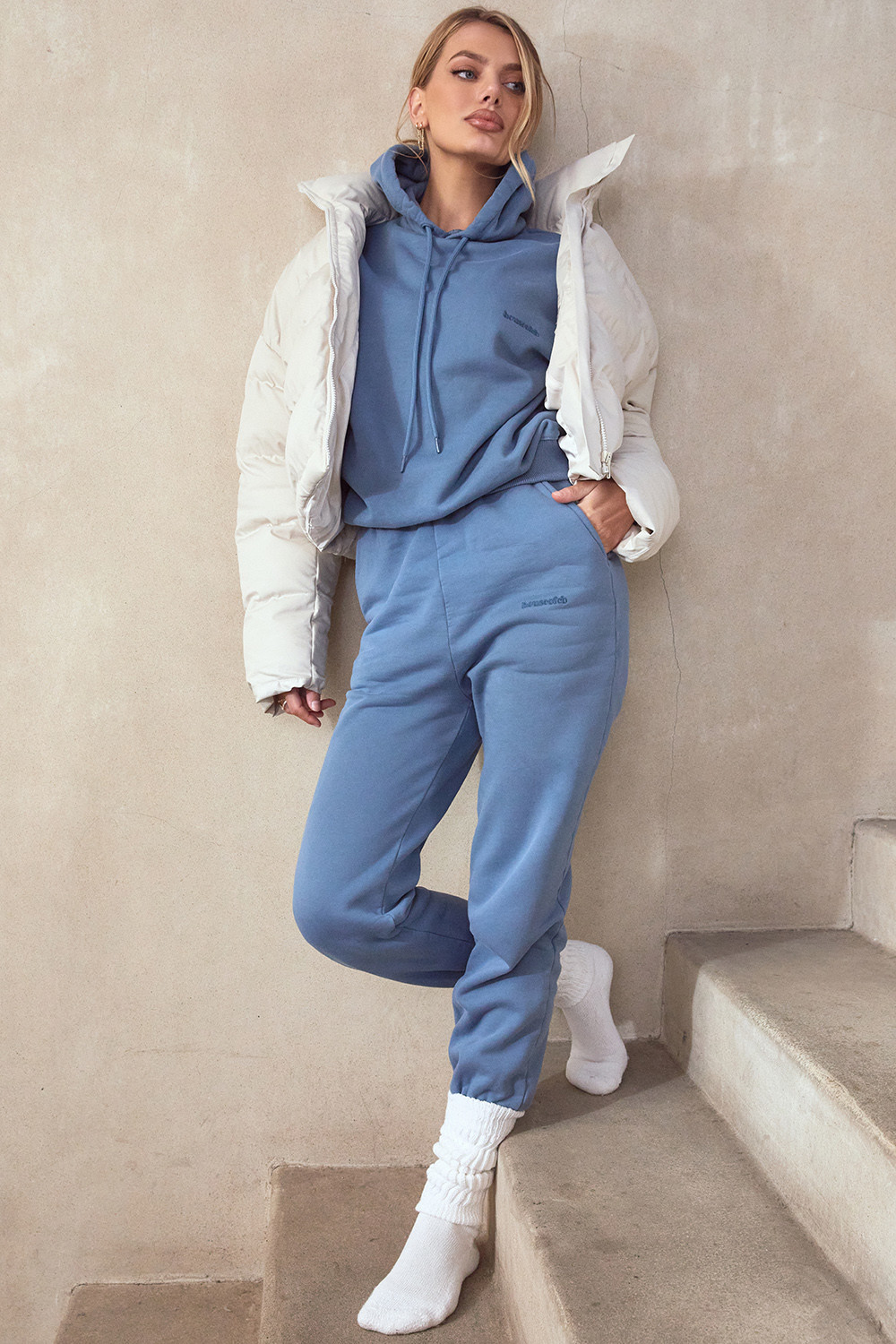 Sky Azure Fleece Back Jogging Trouser - luluinthesky