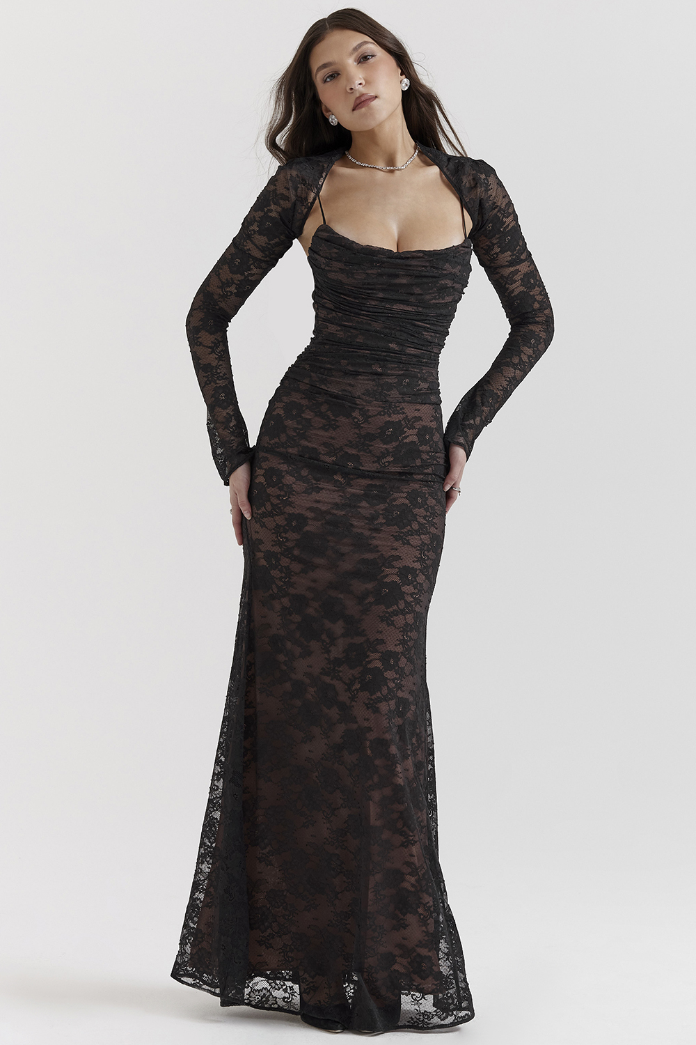 Artemis Black Lace Maxi Dress - luluinthesky