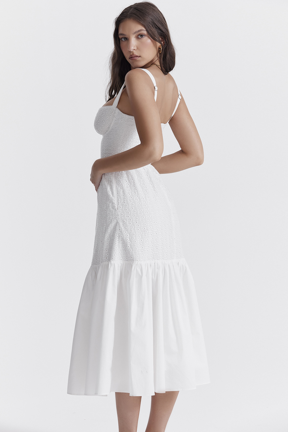 Elia White Broderie Anglaise Midi Sundress - luluinthesky