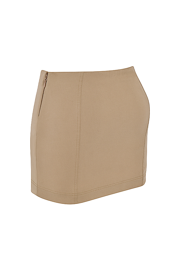 Nisha Beige Sculpting Mini Skirt - luluinthesky