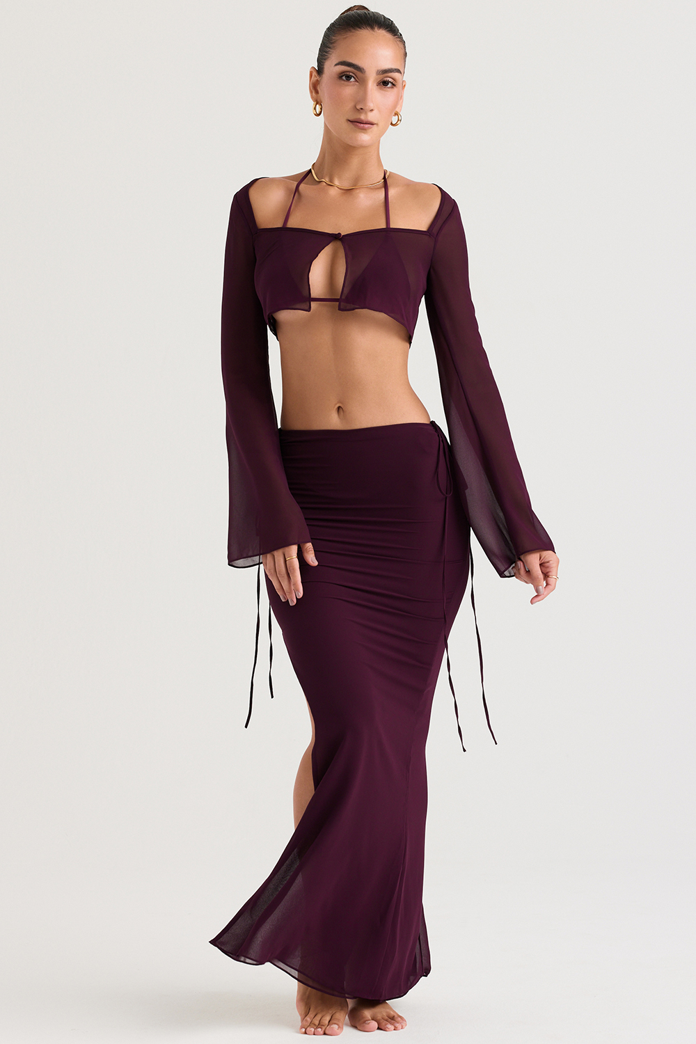 Amalfi Prune Cutout Maxi Skirt - luluinthesky