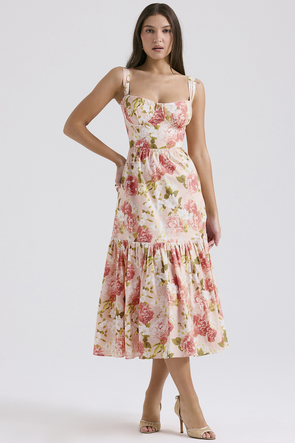 Elia Pink Peony Print Cotton Midi Sundress - luluinthesky