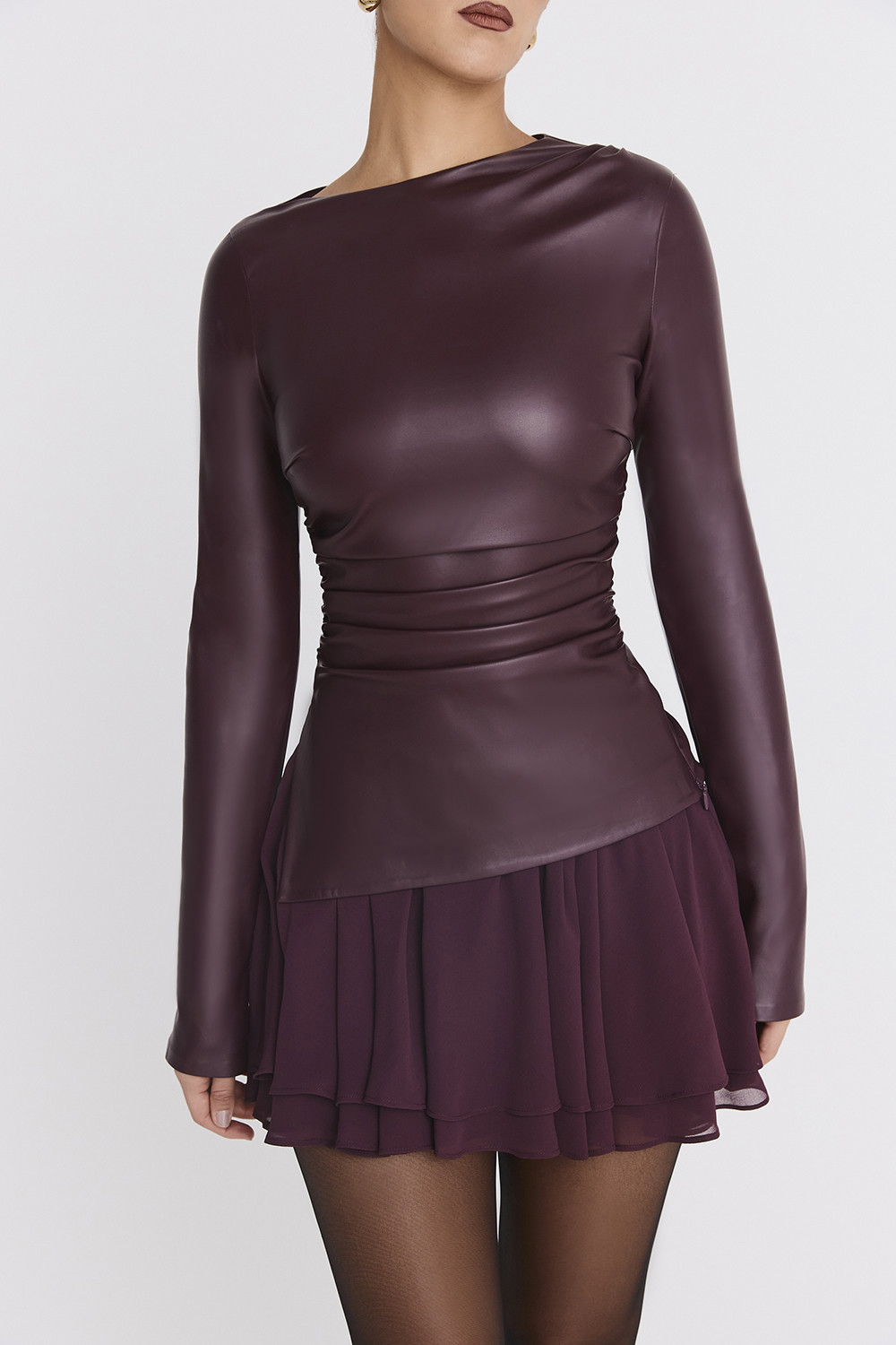 Mistress Rocks Dark Plum Floaty Layered Mini Skirt - SALE - luluinthesky