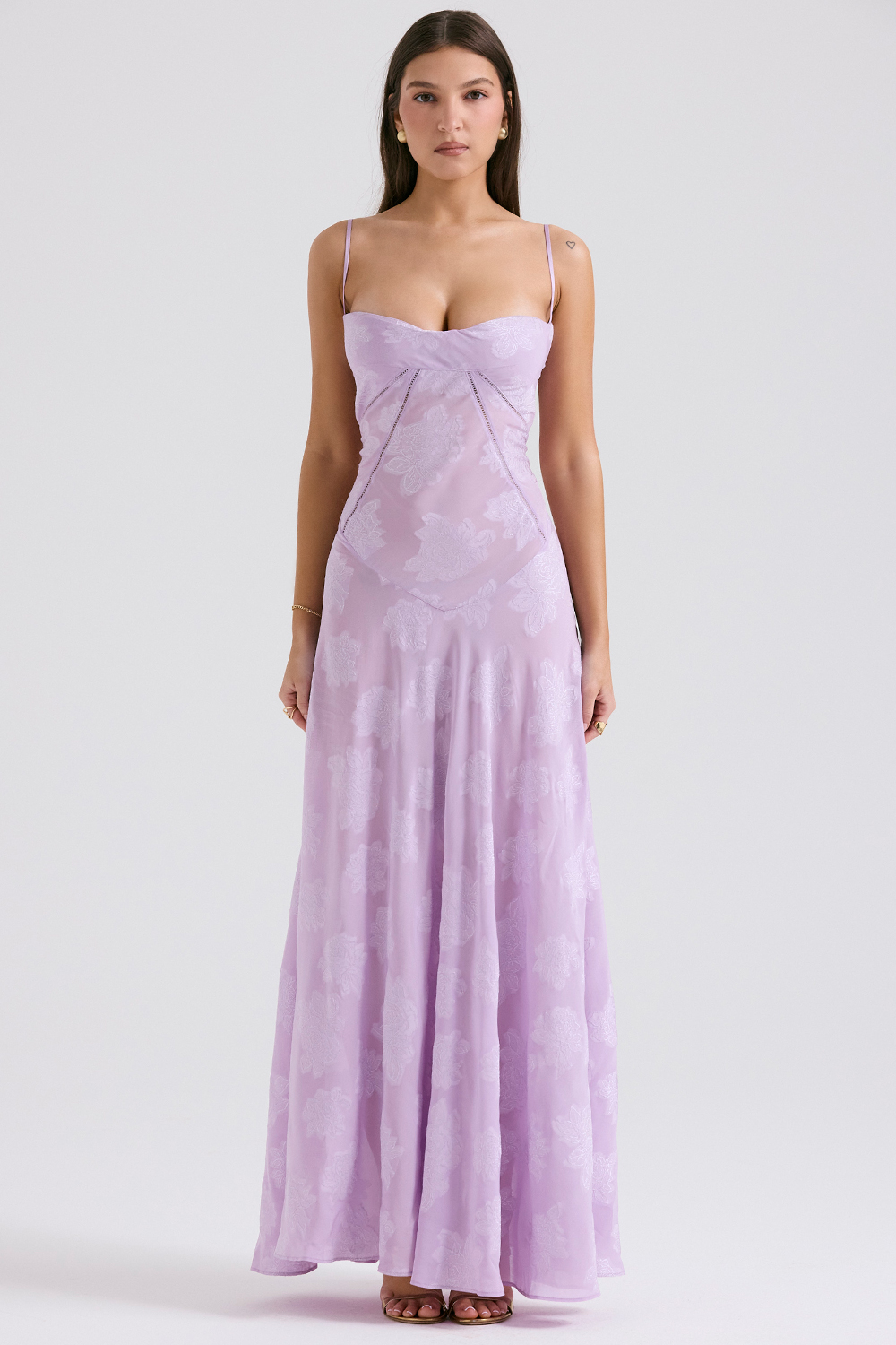 Seren Orchid Floral Lace Back Maxi Dress - luluinthesky