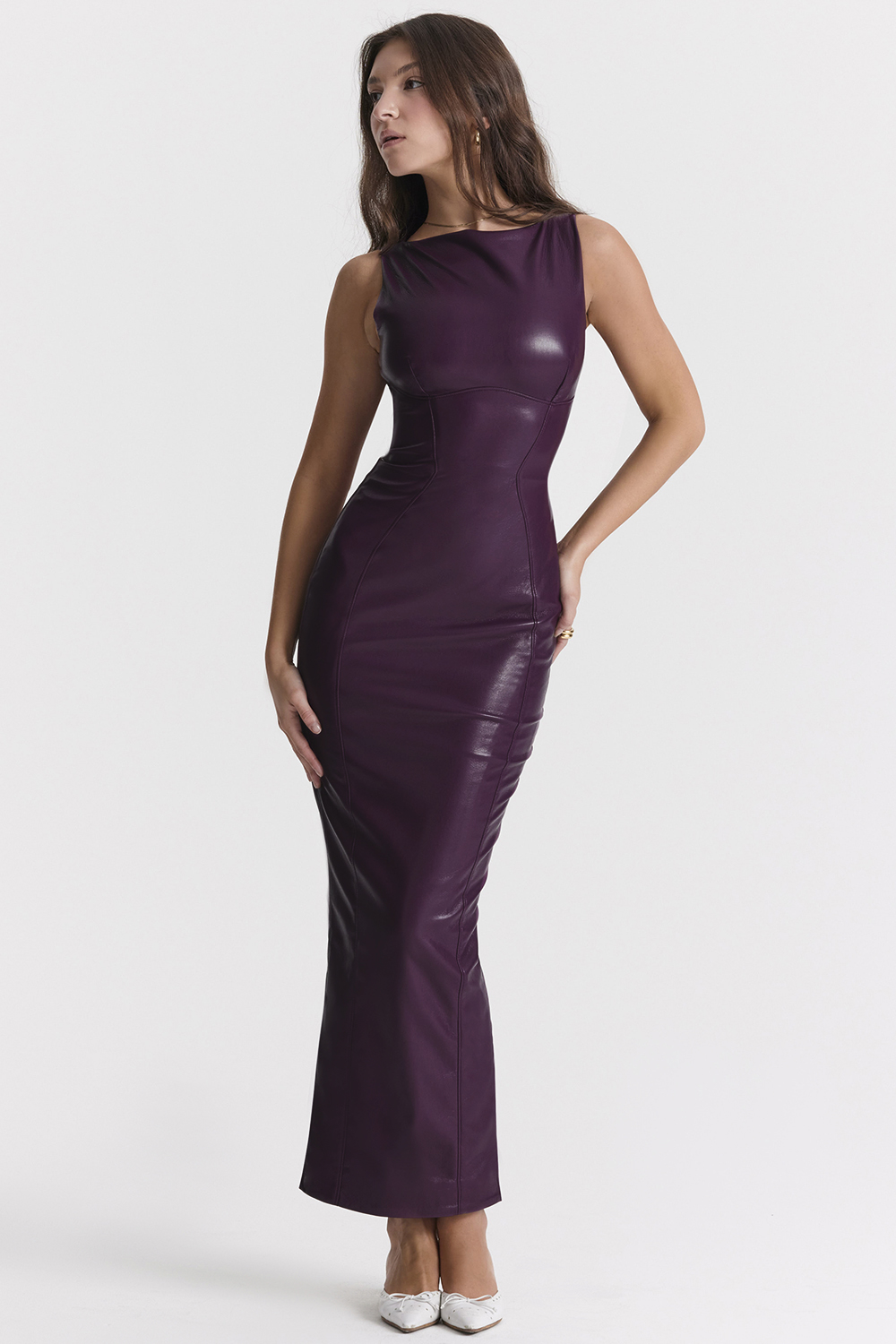 Sahara Merlot Vegan Leather Maxi Dress - luluinthesky