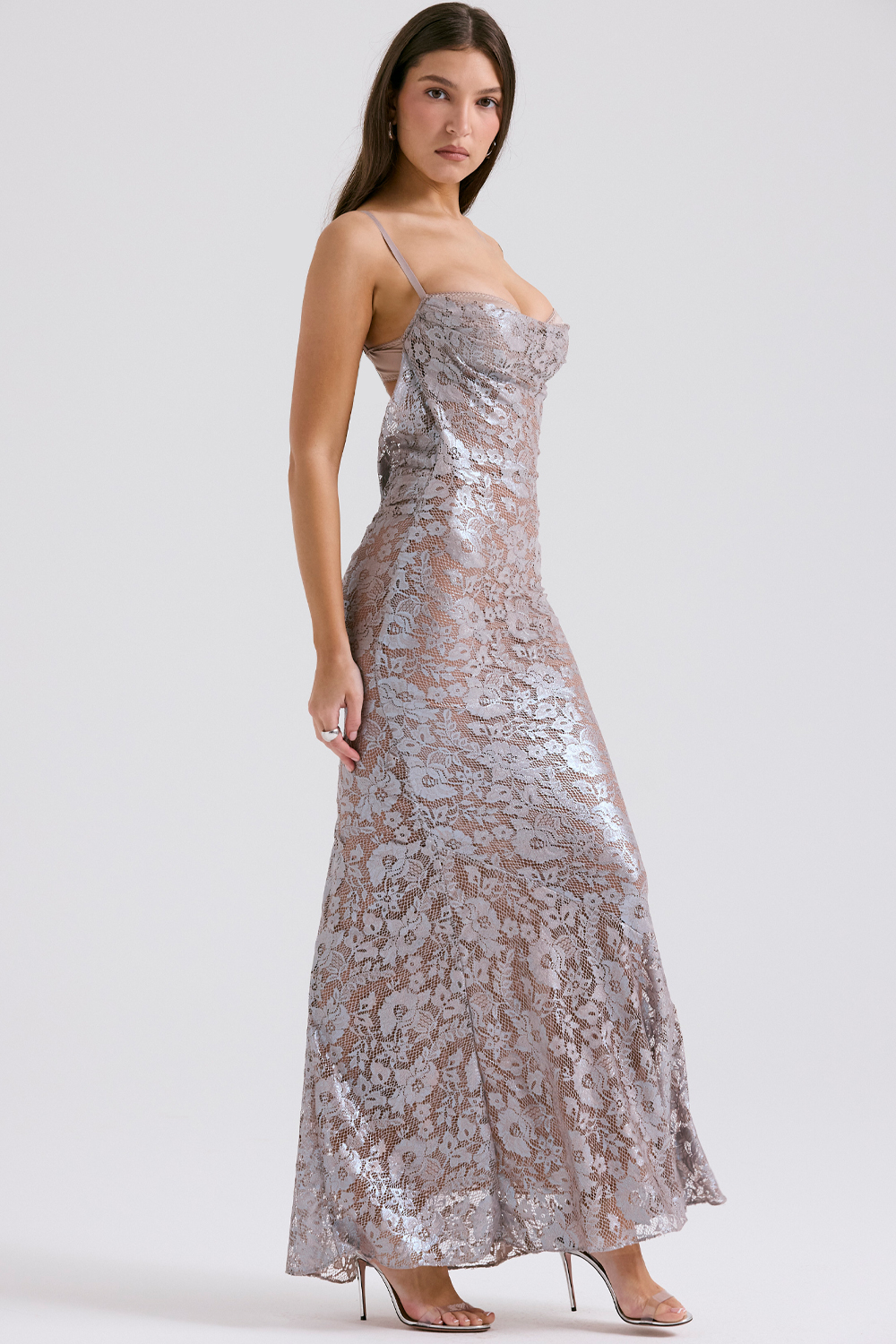 Azzurra Ice Blue Lace Godet Gown - luluinthesky