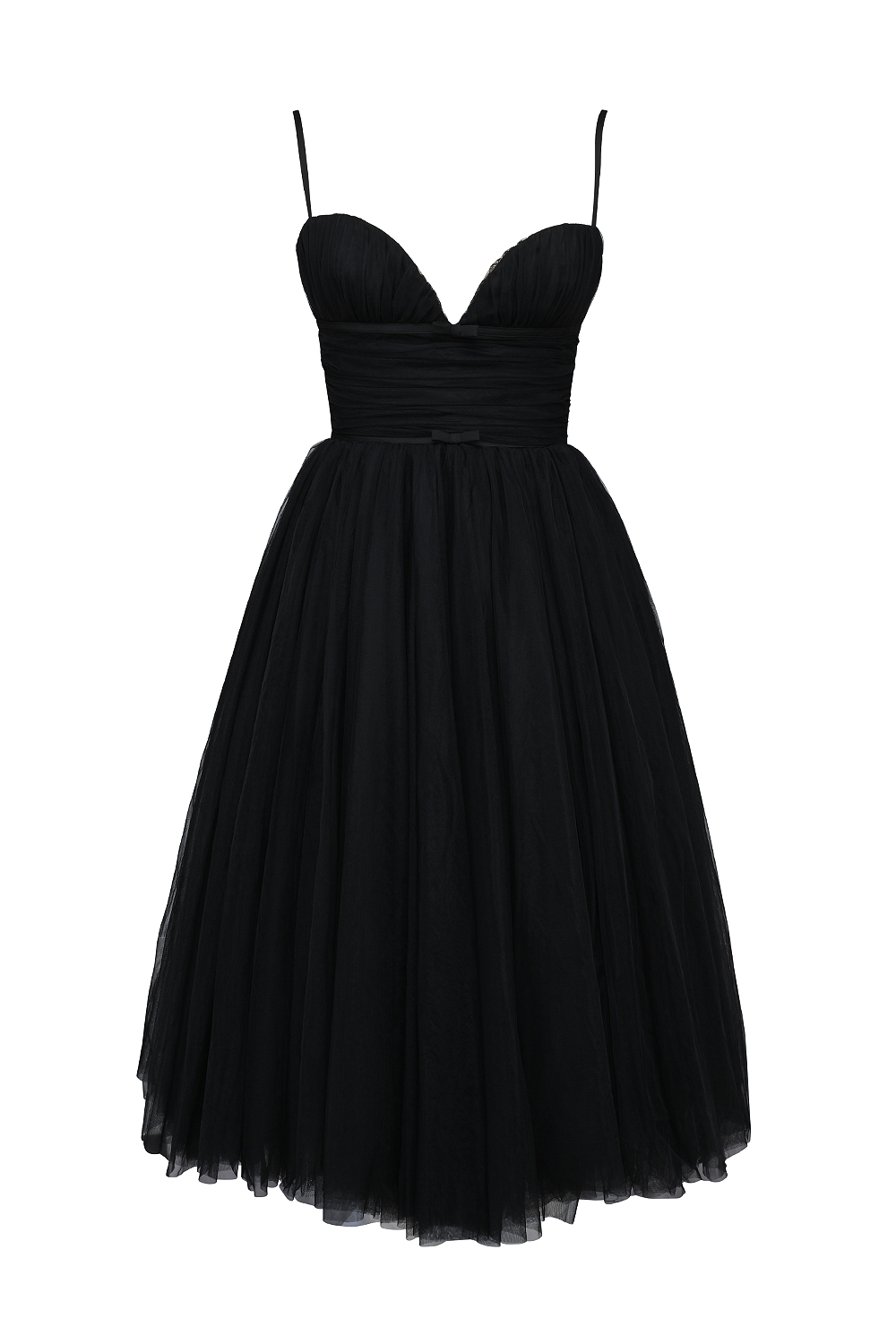 Countess Black Tulle Ruched Bodice Midi Dress - SALE - luluinthesky