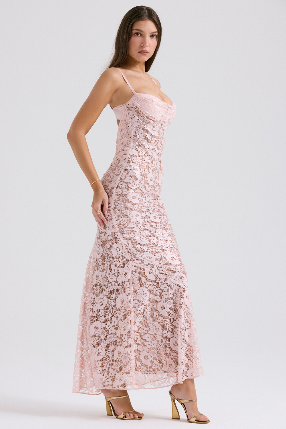 Azzurra Rose Pink Lace Godet Gown - luluinthesky