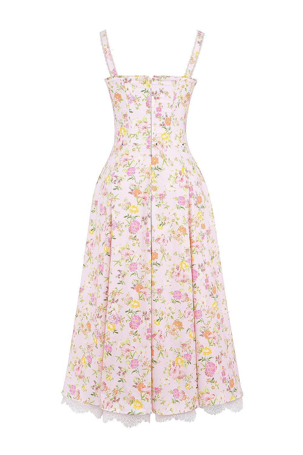Rosalee Pink Meadow Print Cotton Bustier Sundress - luluinthesky