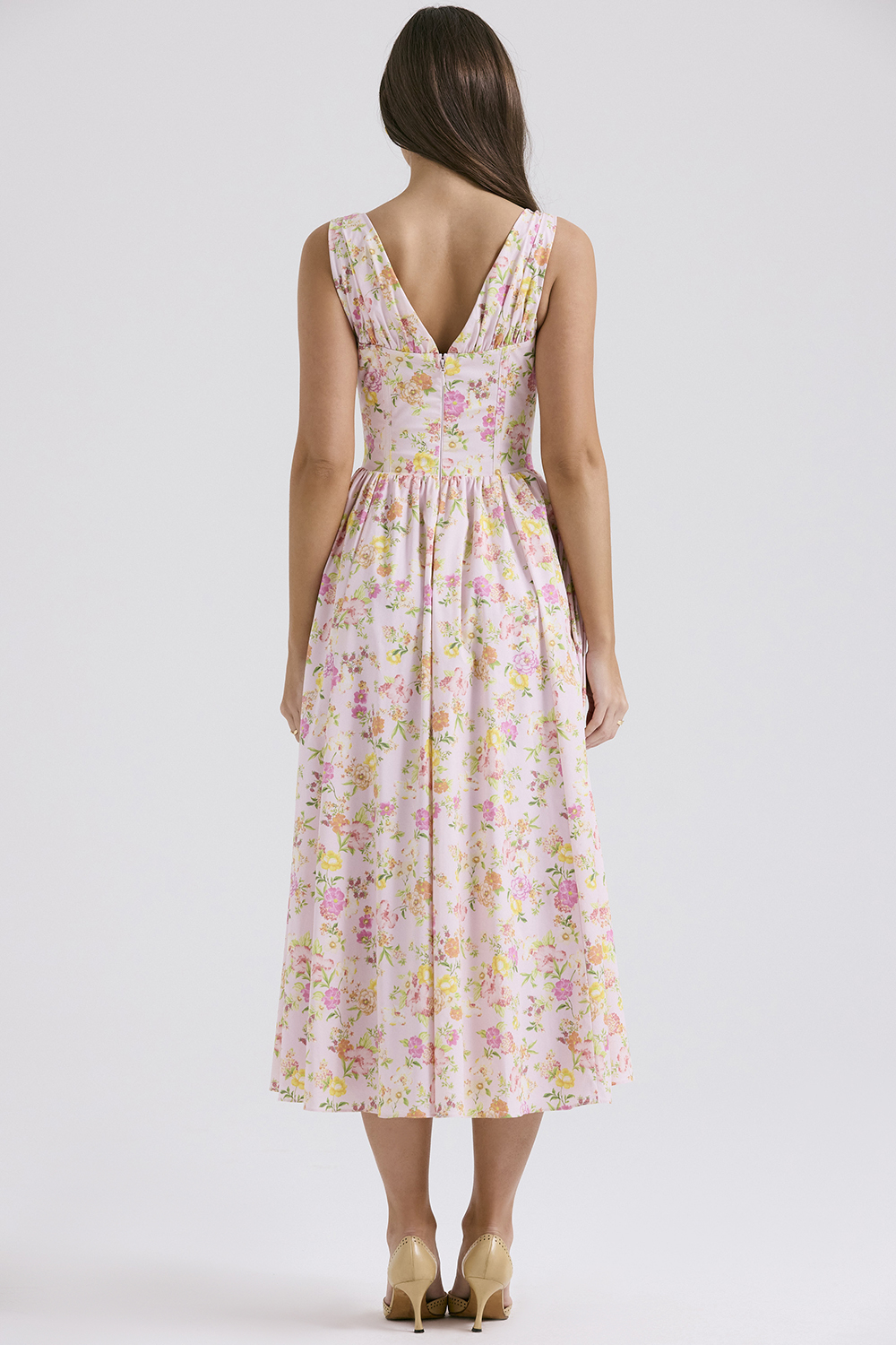 Emmelina Pink Meadow Print Cotton Corset Sundress - luluinthesky