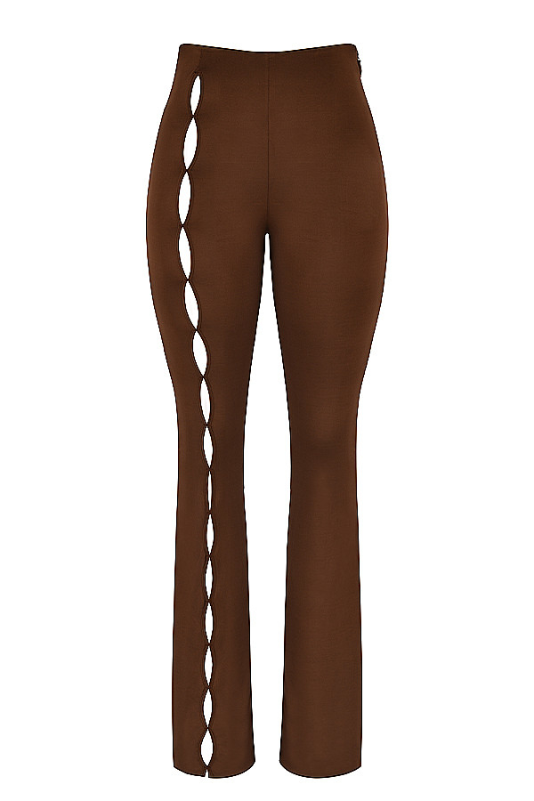 NavigateMistress Rocks  Chocolate Jersey Cutout Trousers - SALE - luluinthesky