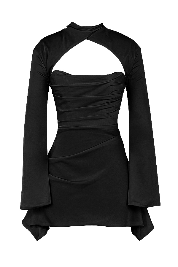 Toira Black Draped Corset Dress - luluinthesky