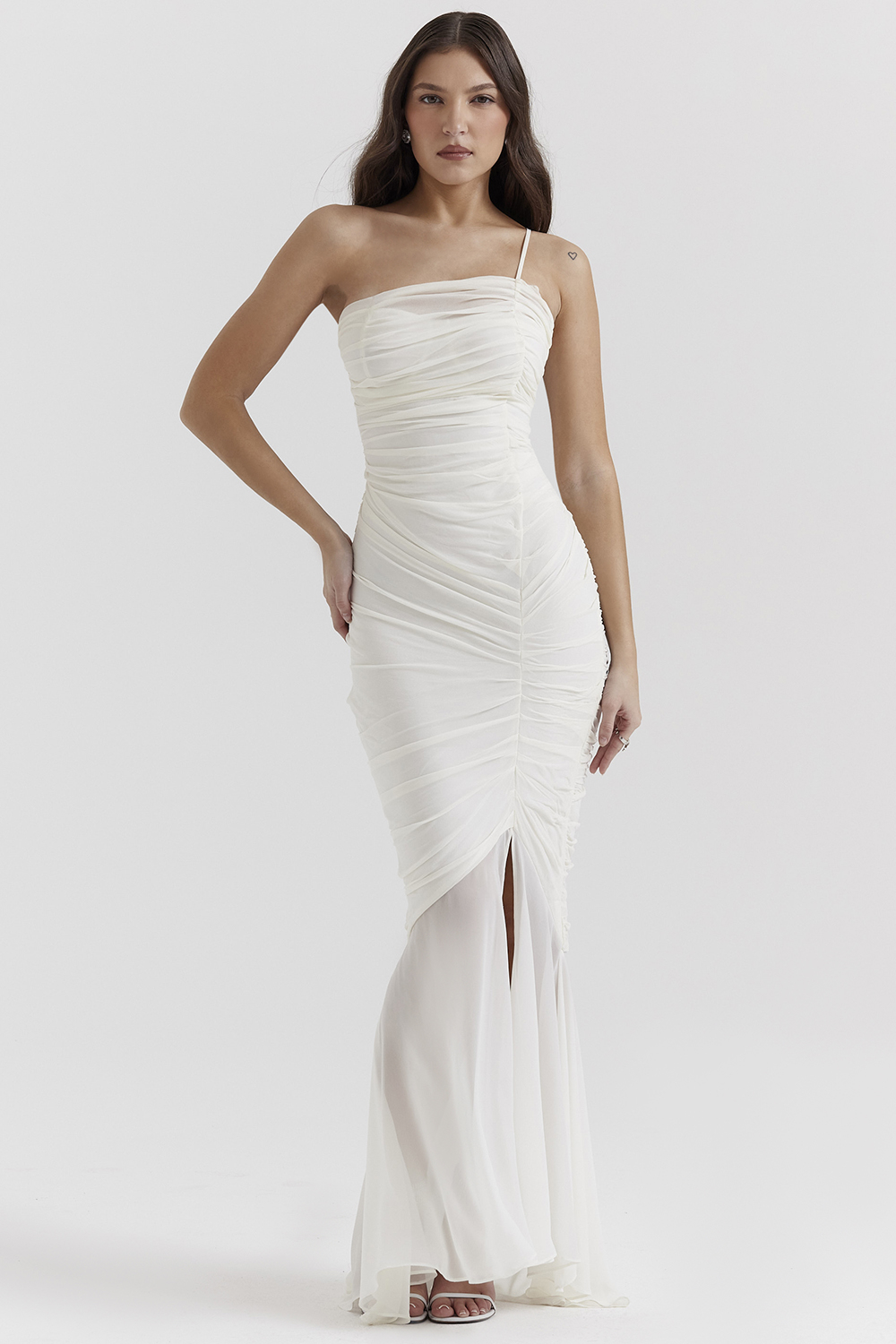 Pearla Ivory Ruched Maxi Dress - luluinthesky