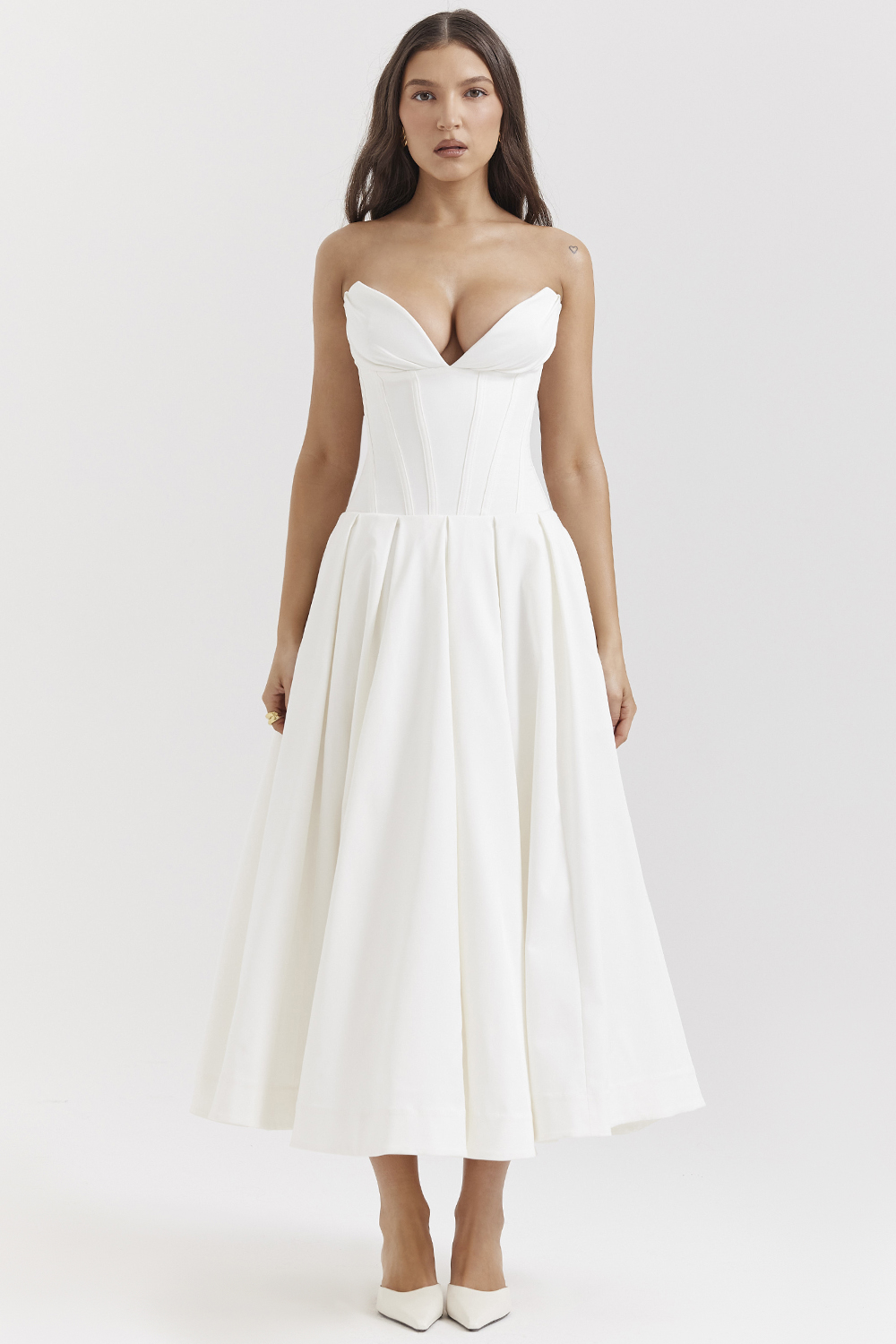Lady White Strapless Midi Dress - luluinthesky