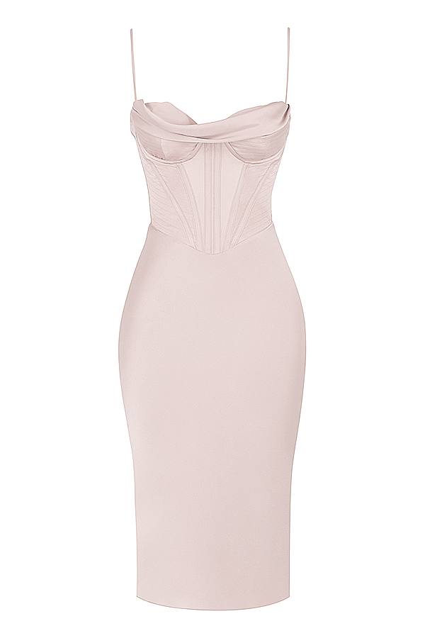 Myrna Crystal Satin Corset Midi Dress - luluinthesky