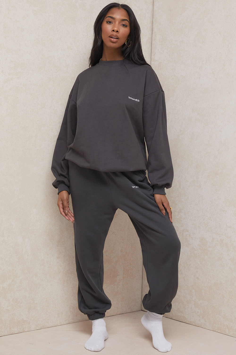 Sky Charcoal Fleece Back Jogging Trousers - luluinthesky