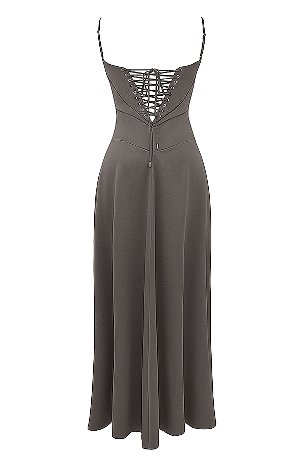 Anabella Smoke Lace Up Maxi Dress - luluinthesky