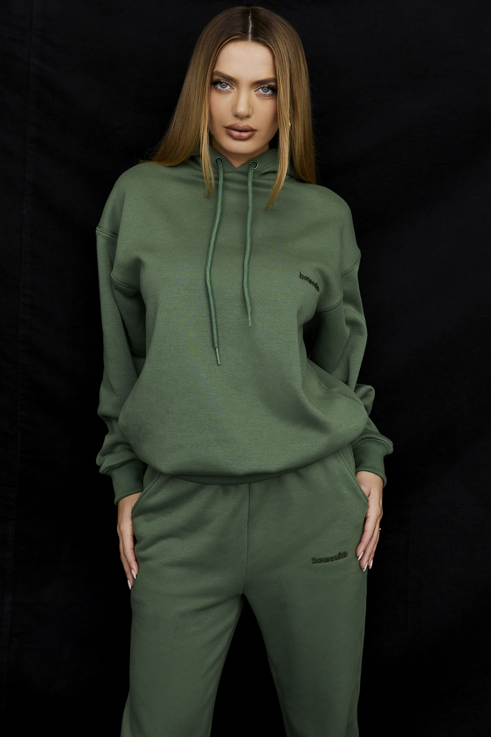 Halo Moss Cotton Fleece-Back Oversized Hoodie - luluinthesky