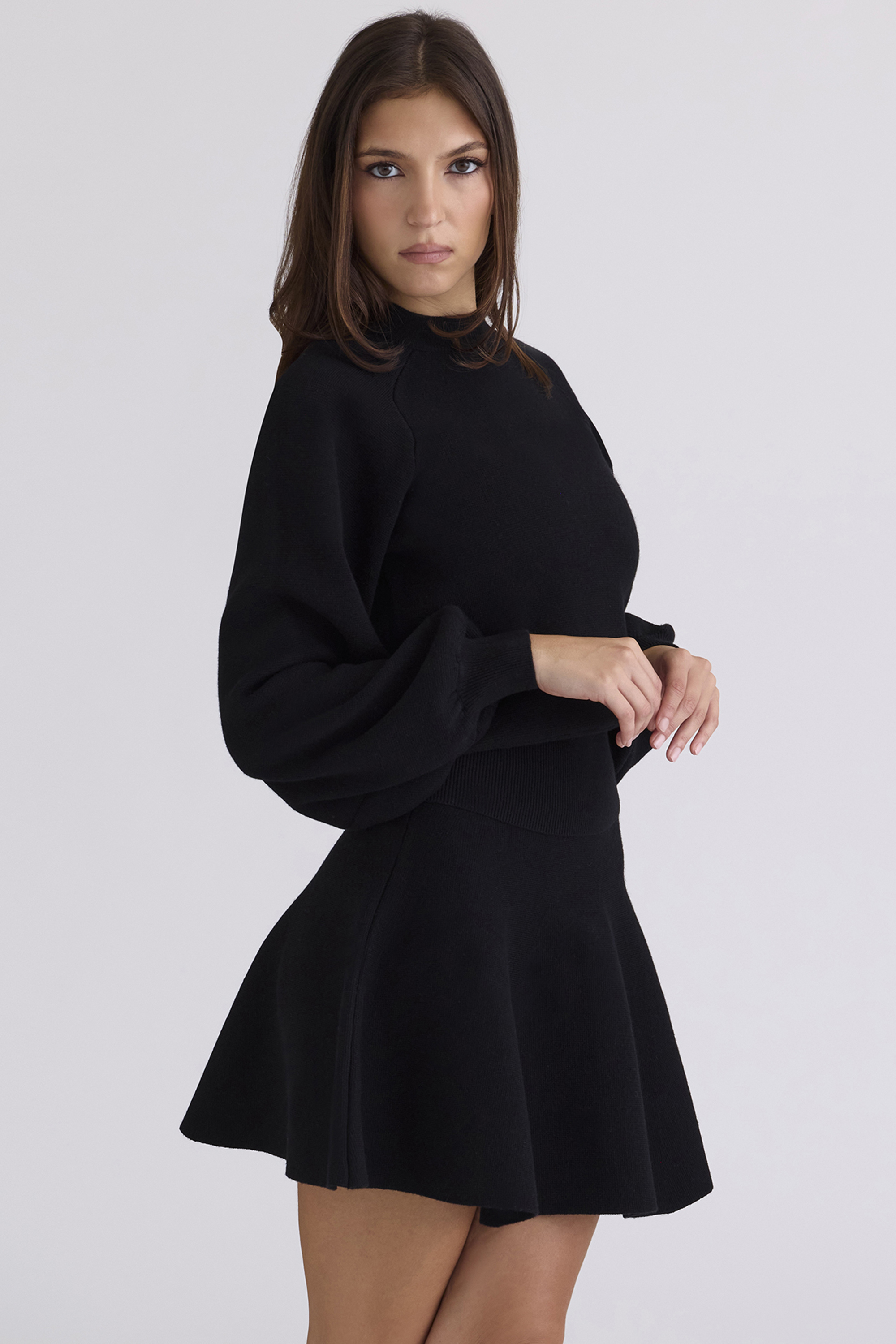 Rosina Black Wool & Cashmere Mini Skirt - luluinthesky