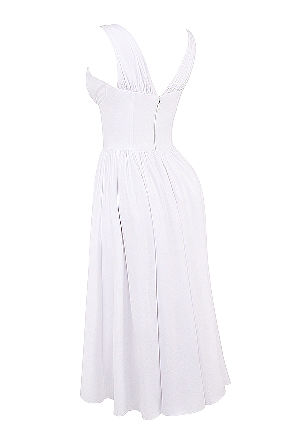 Emmelina White Cotton Corset Sundress - luluinthesky