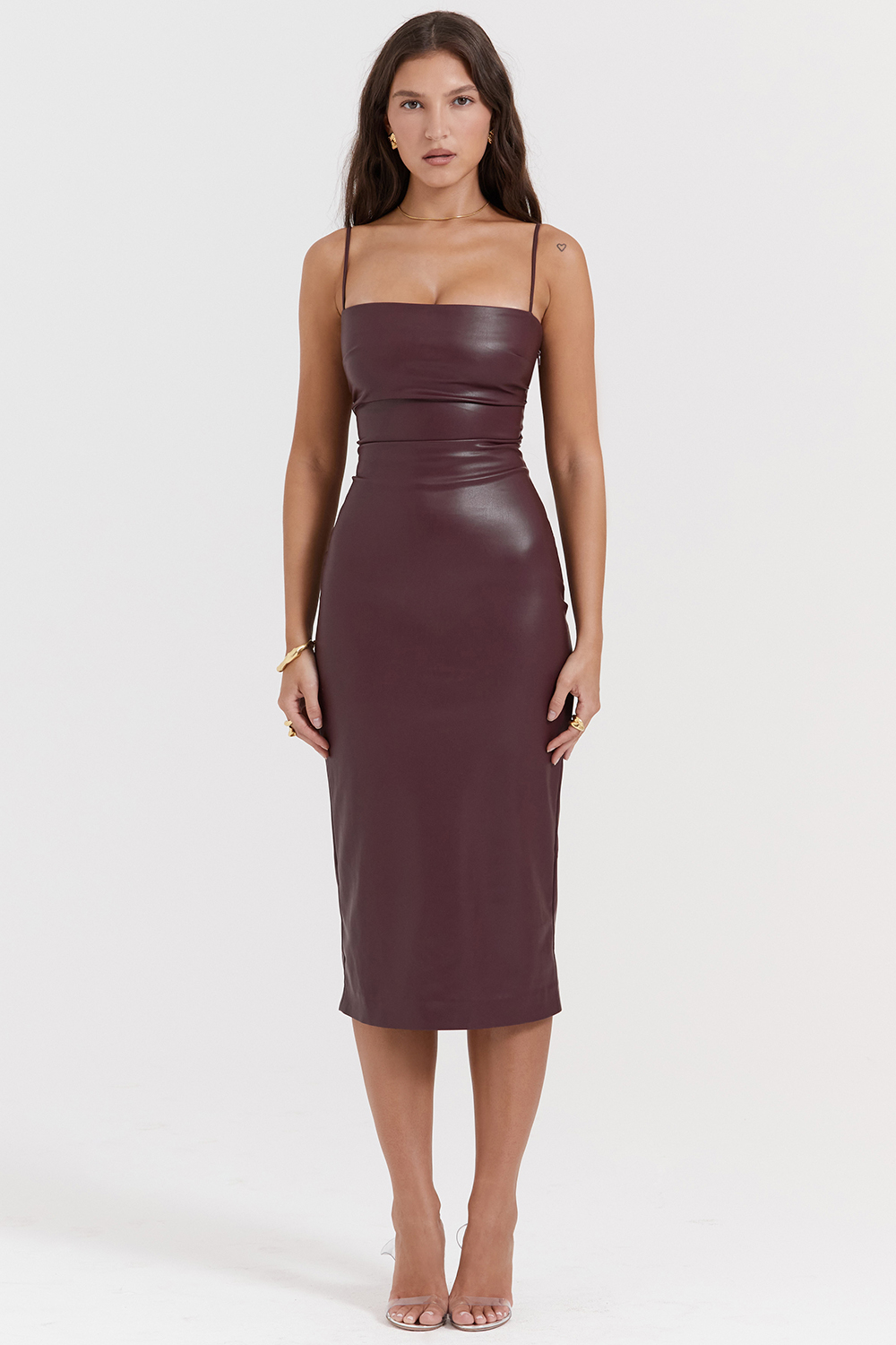 Jalena Mulberry Vegan Leather Lace Back Dress - luluinthesky