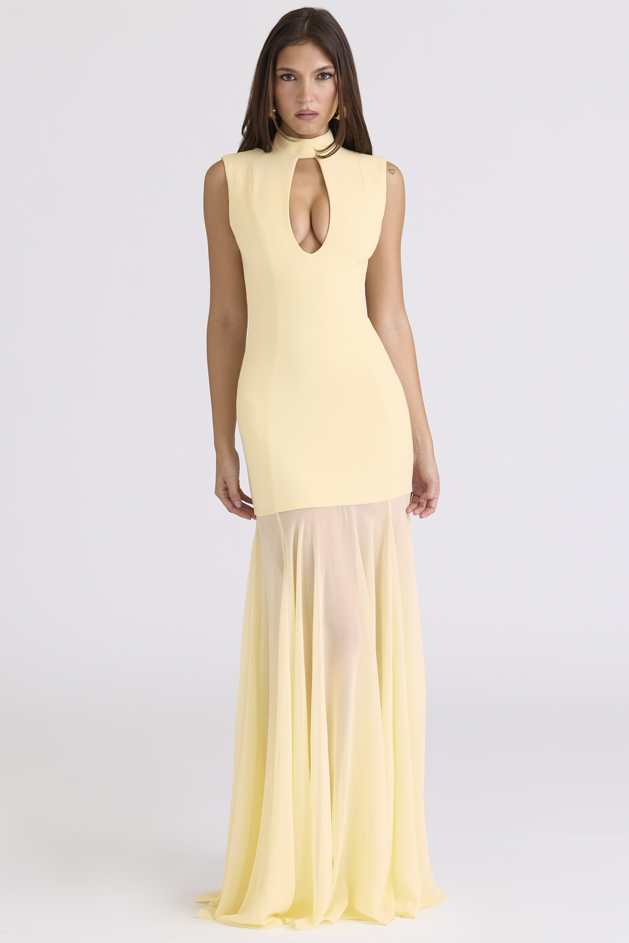 Raphaella Butter Yellow Keyhole Maxi Dress - luluinthesky