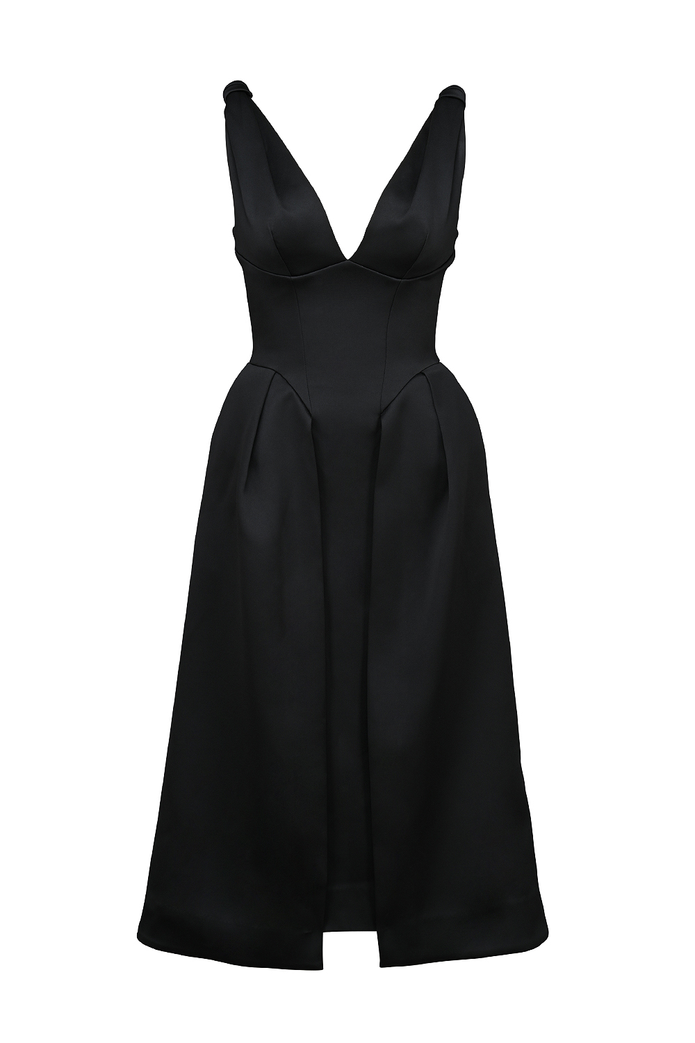Paloma Black Satin Twist Strap Midi Dress - SALE - luluinthesky