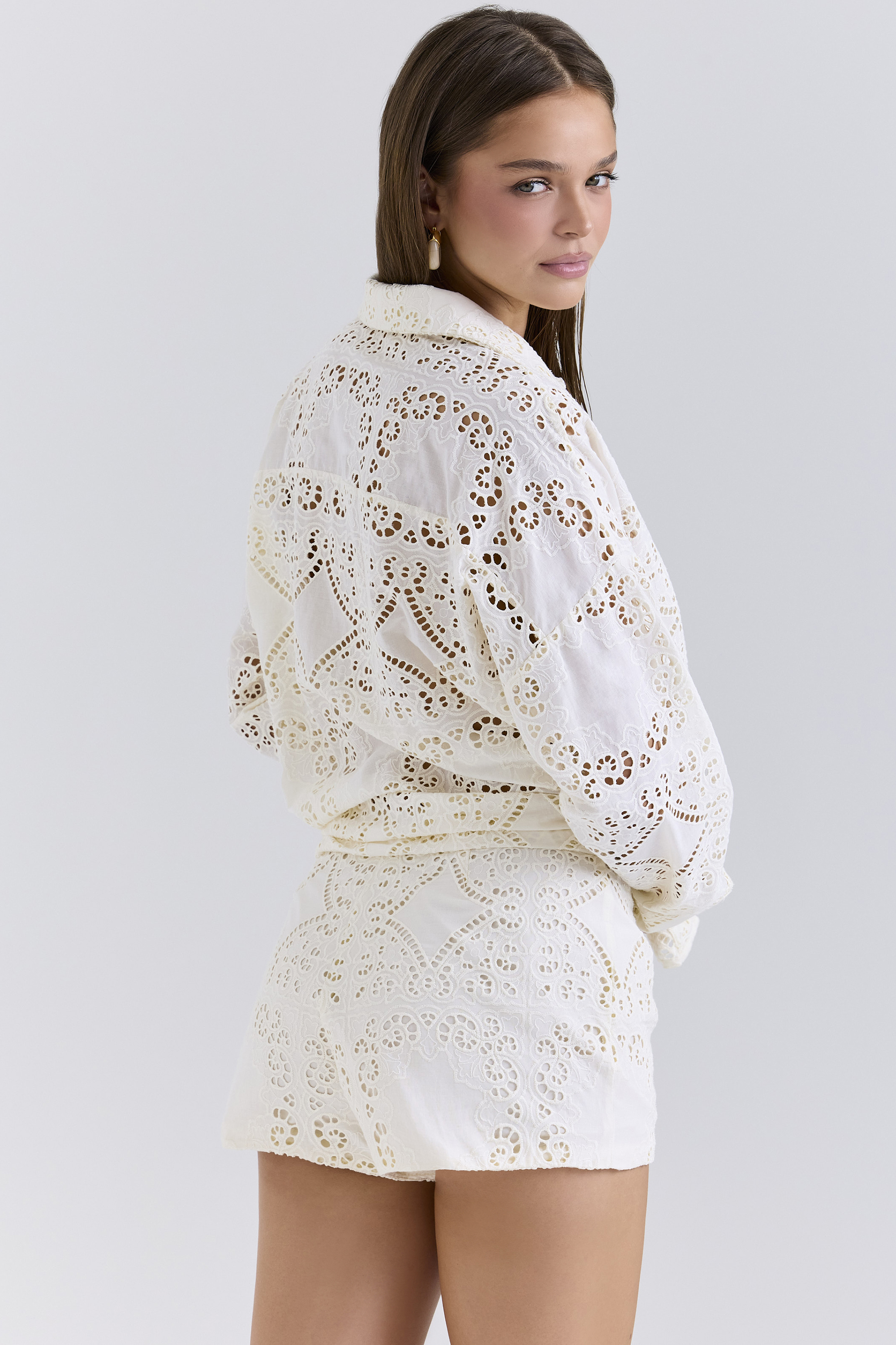 Eman White Cotton Broderie Anglaise Shorts - luluinthesky