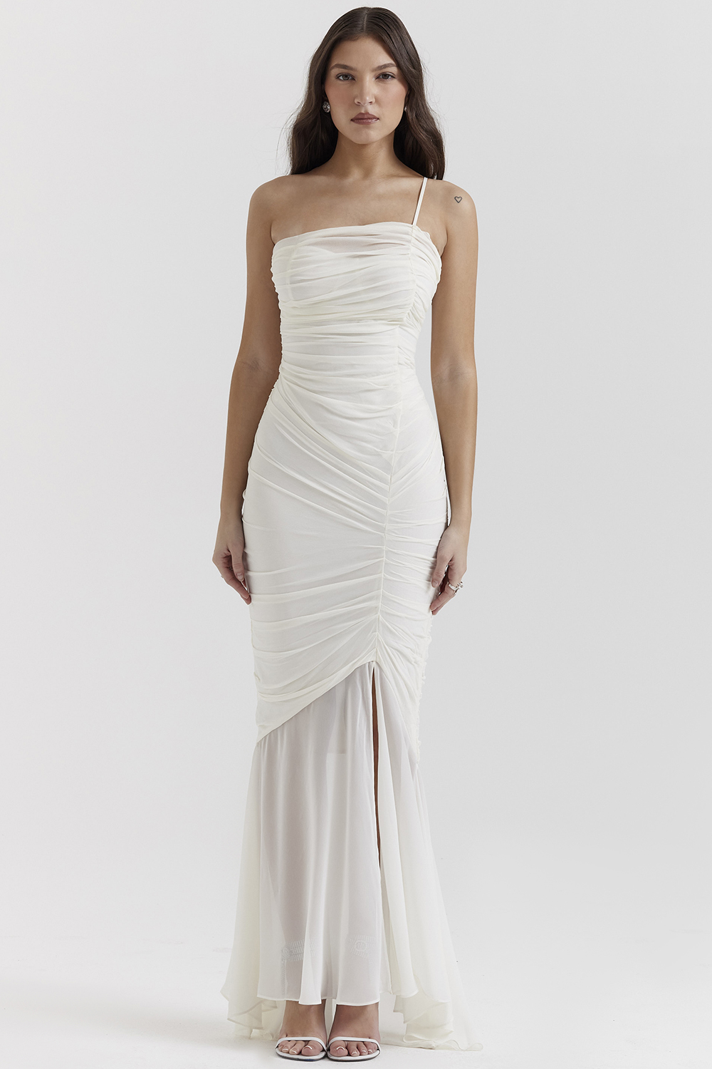 Pearla Ivory Ruched Maxi Dress - luluinthesky