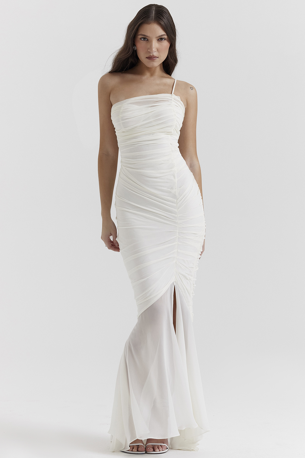 Pearla Ivory Ruched Maxi Dress - luluinthesky