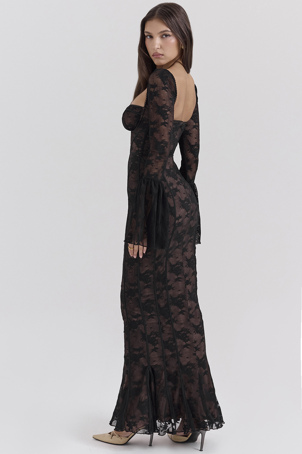 Delilah Black Long Sleeve Lace Maxi Dress - luluinthesky