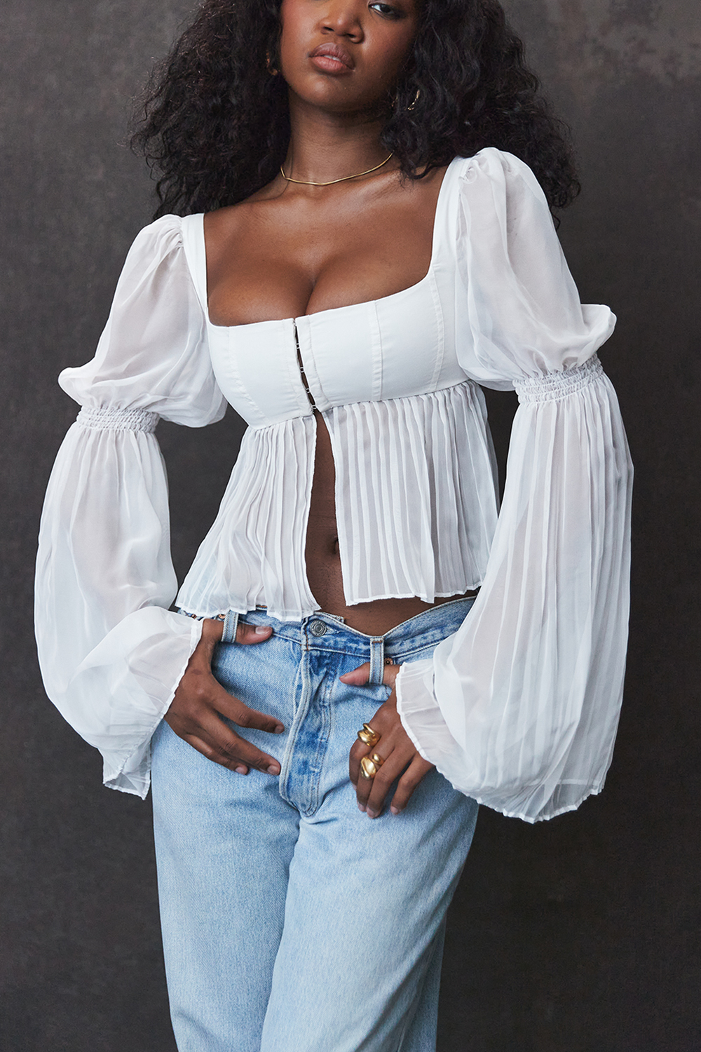 Lucie White Pleated Top - luluinthesky