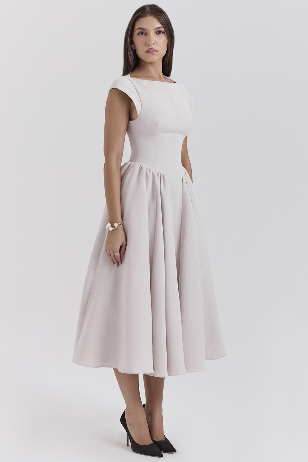 Debutante French Dove Moire Satin Backless Midi Dress - luluinthesky