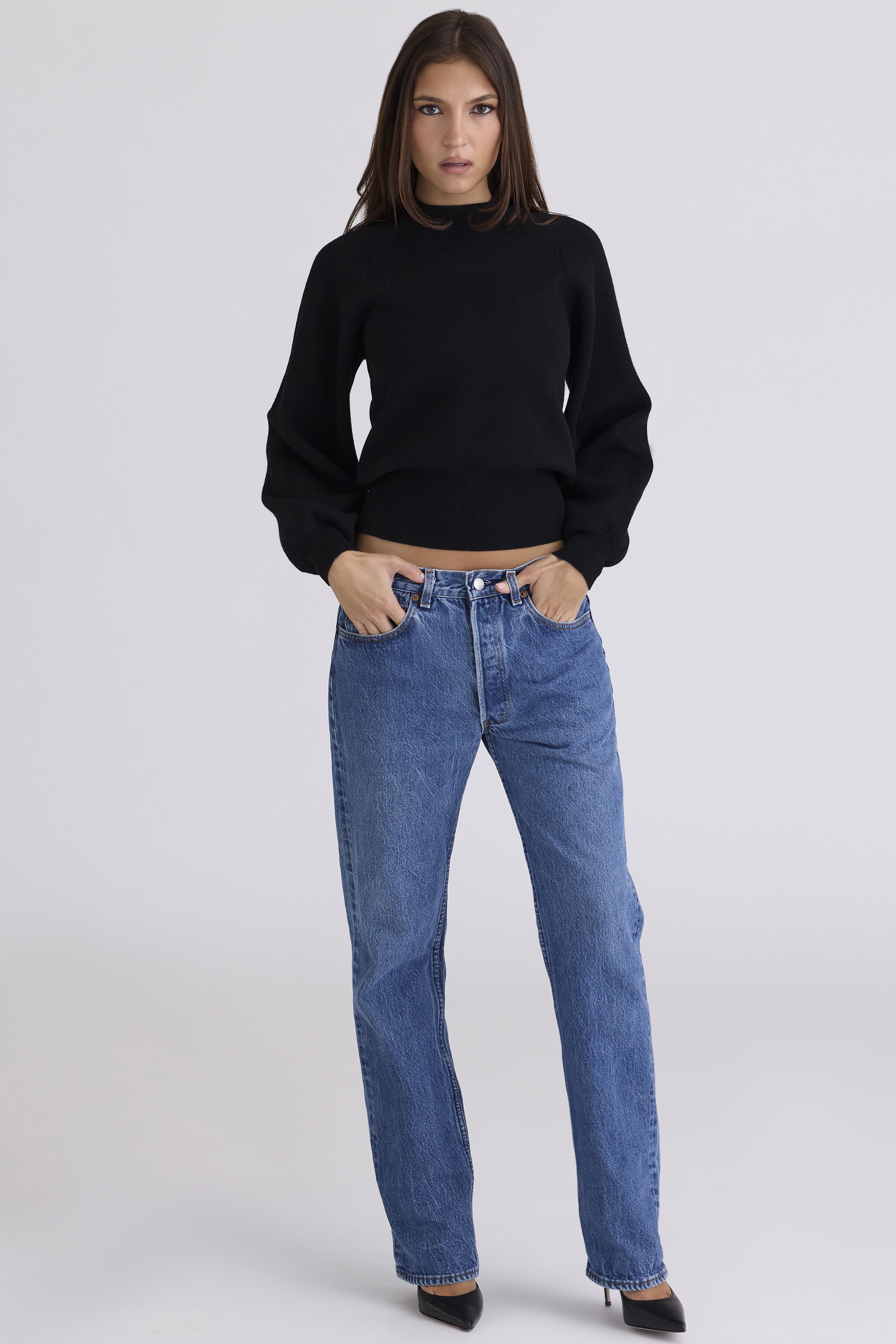 Cressida Black Wool & Cashmere Balloon Sleeve Sweater - luluinthesky