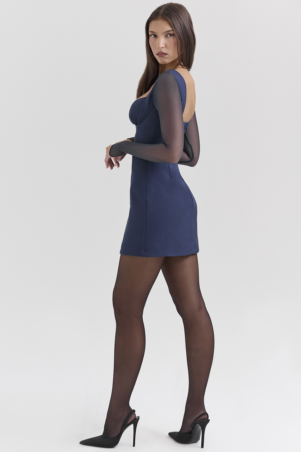 Angelie Midnight Stretch Crepe Plunge Mini Dress - SALE - luluinthesky