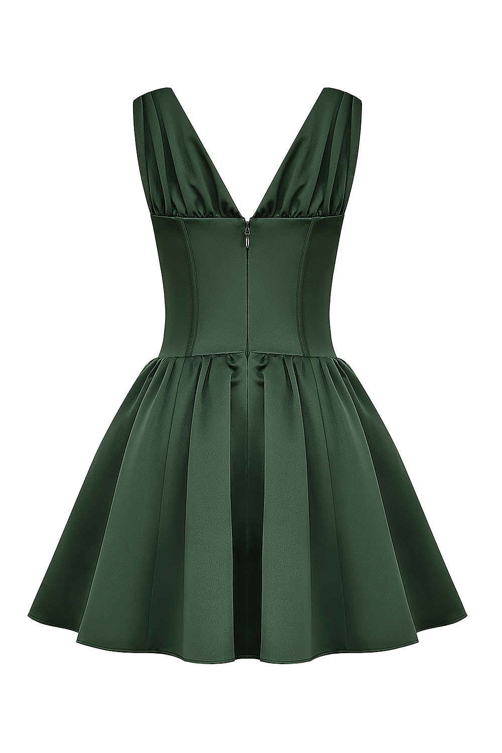 Emmeliette Forest Green Satin Mini Dress - luluinthesky