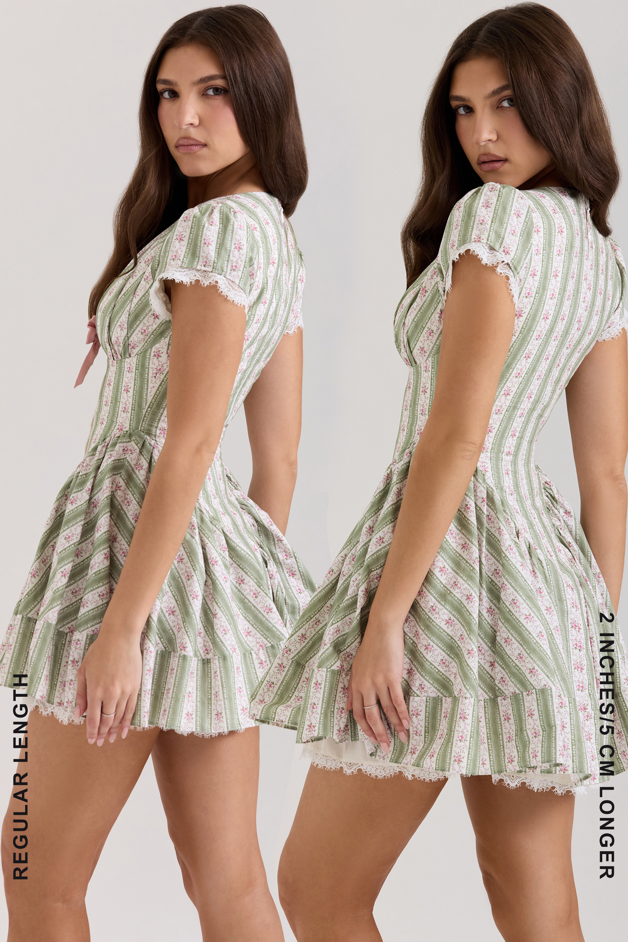 Emiliana Green Stripe Floral Print Stretch Cotton Mini Dress - luluinthesky